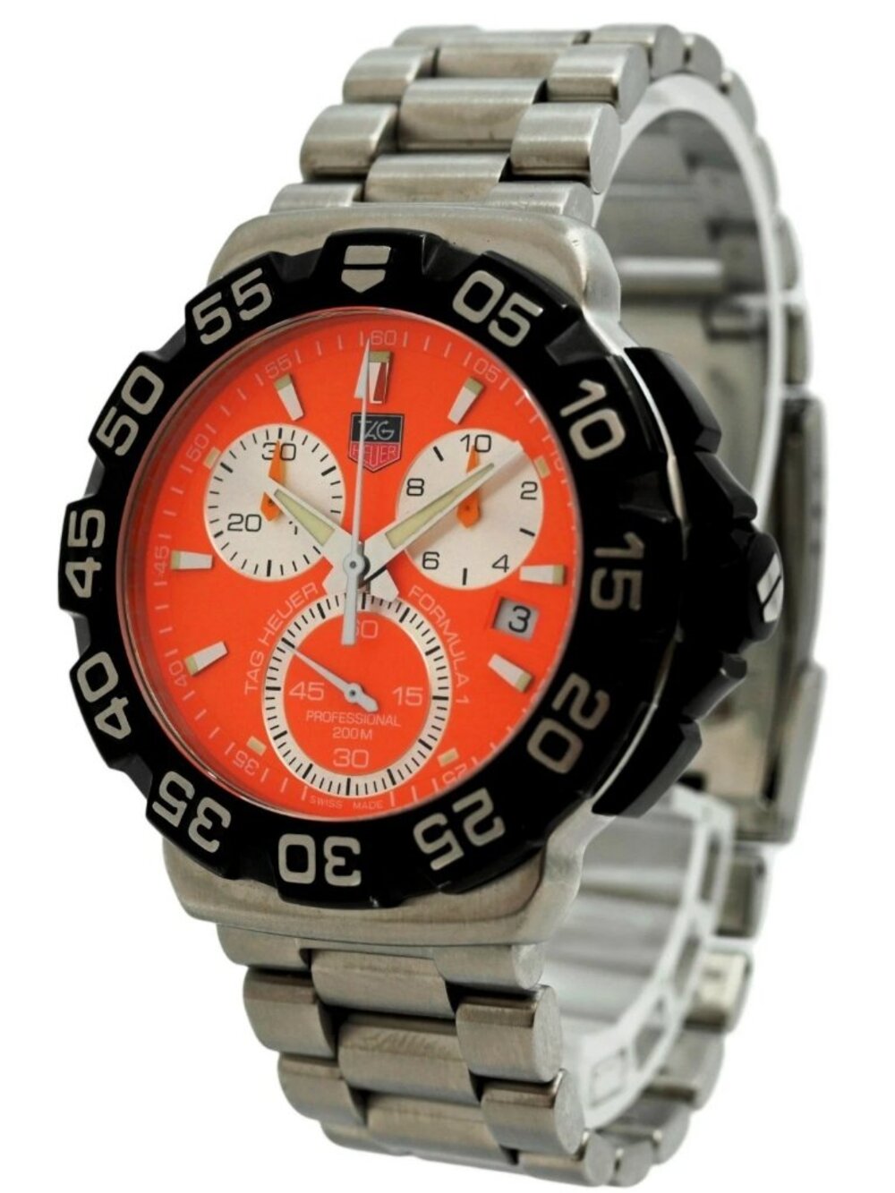 Tag Heuer 41mm Men's Formula 1 Orange Dial Chronograph Watch Serviced- CAH1113!